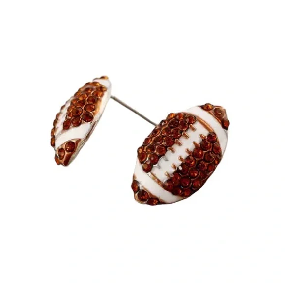 Sparking Football Stud Earrings - Picture 1 of 3